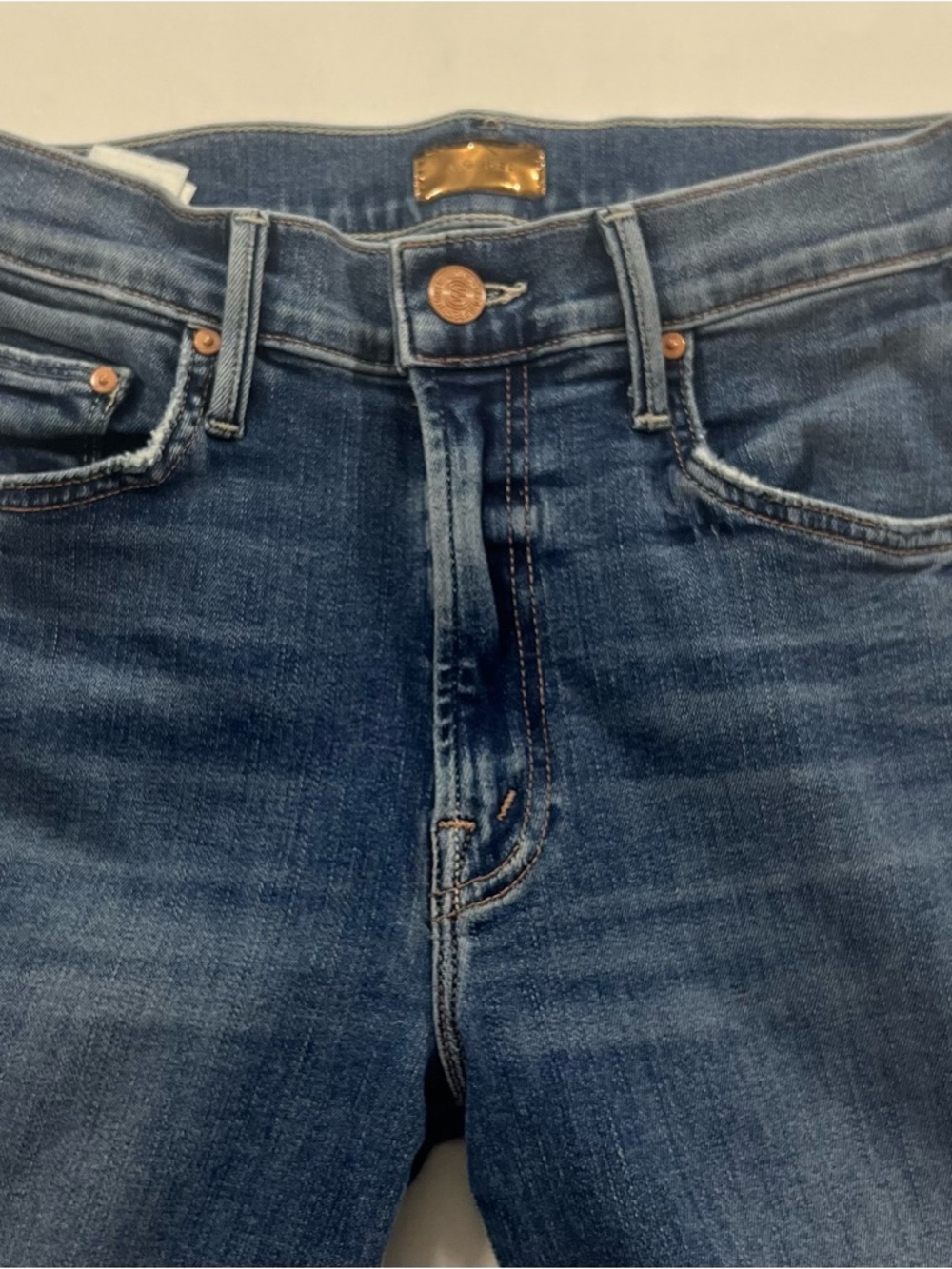 Mother Insider Crop Step Fray Jeans 26 Blue Raw Hem Kick Flare - Picture 3 of 14